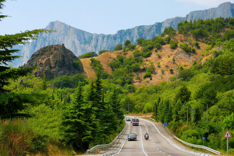 Mountain road with traffic
