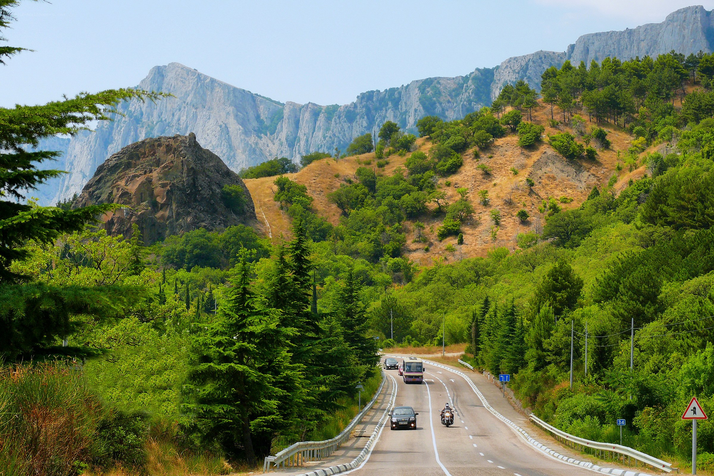 Mountain road with traffic