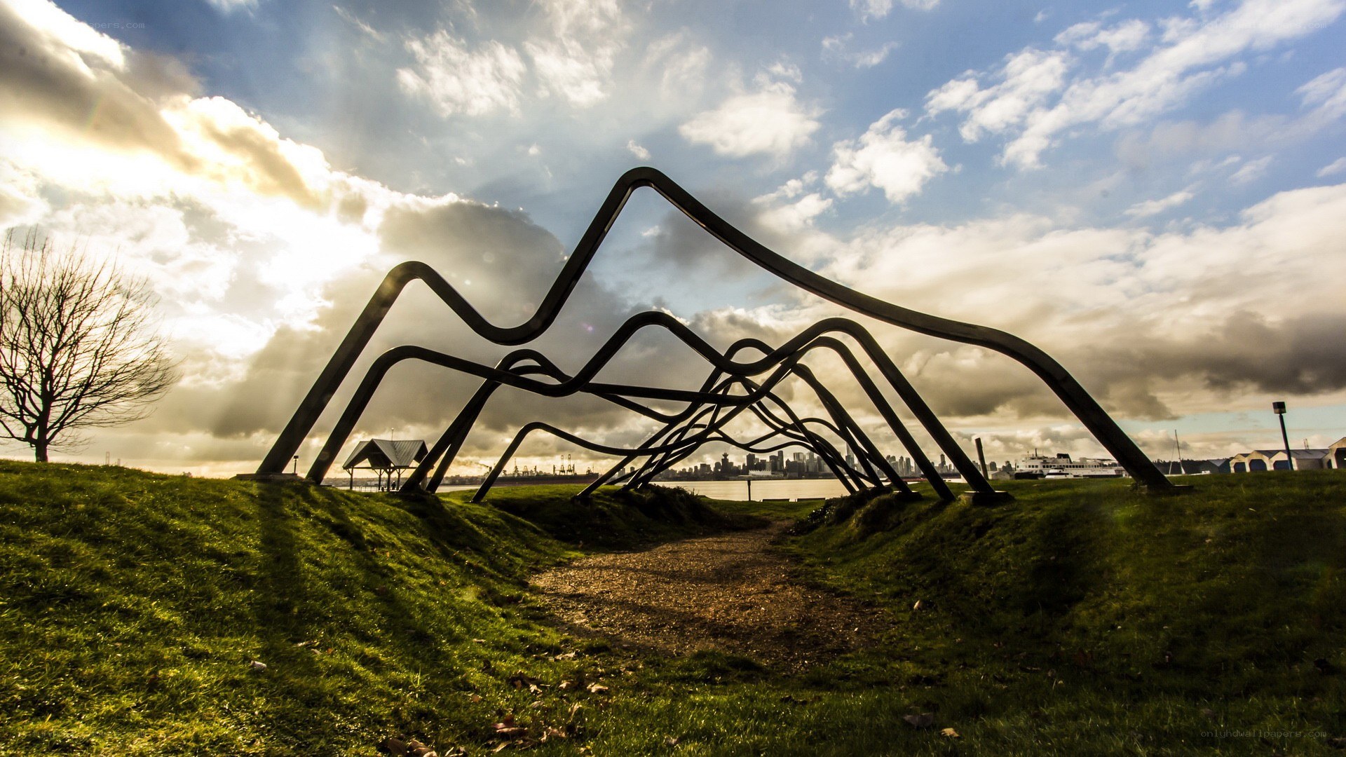 Mountain sculpture at sunset