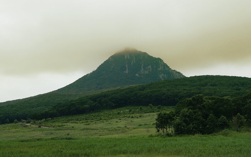 Mountain shrouded in mist