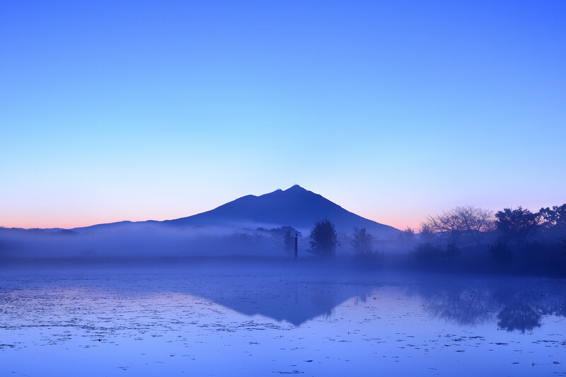 Mountain Silhouette at Dawn — Blue