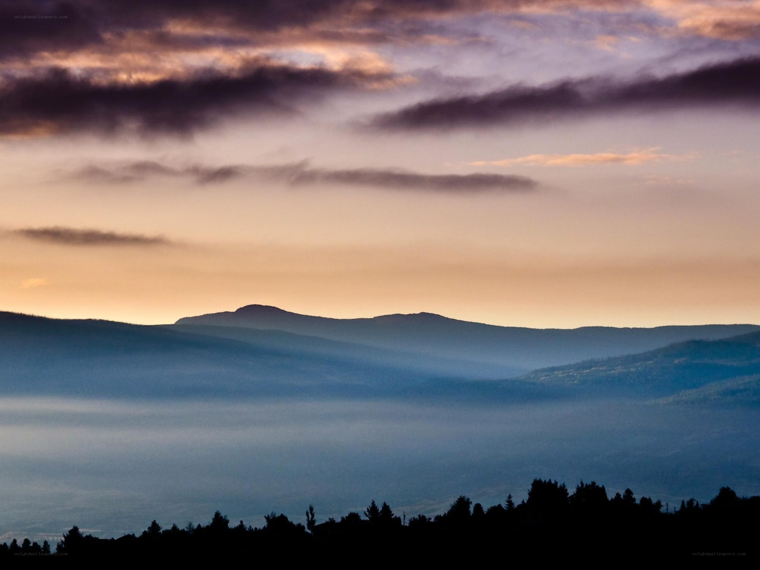 Mountain silhouette at dawn
