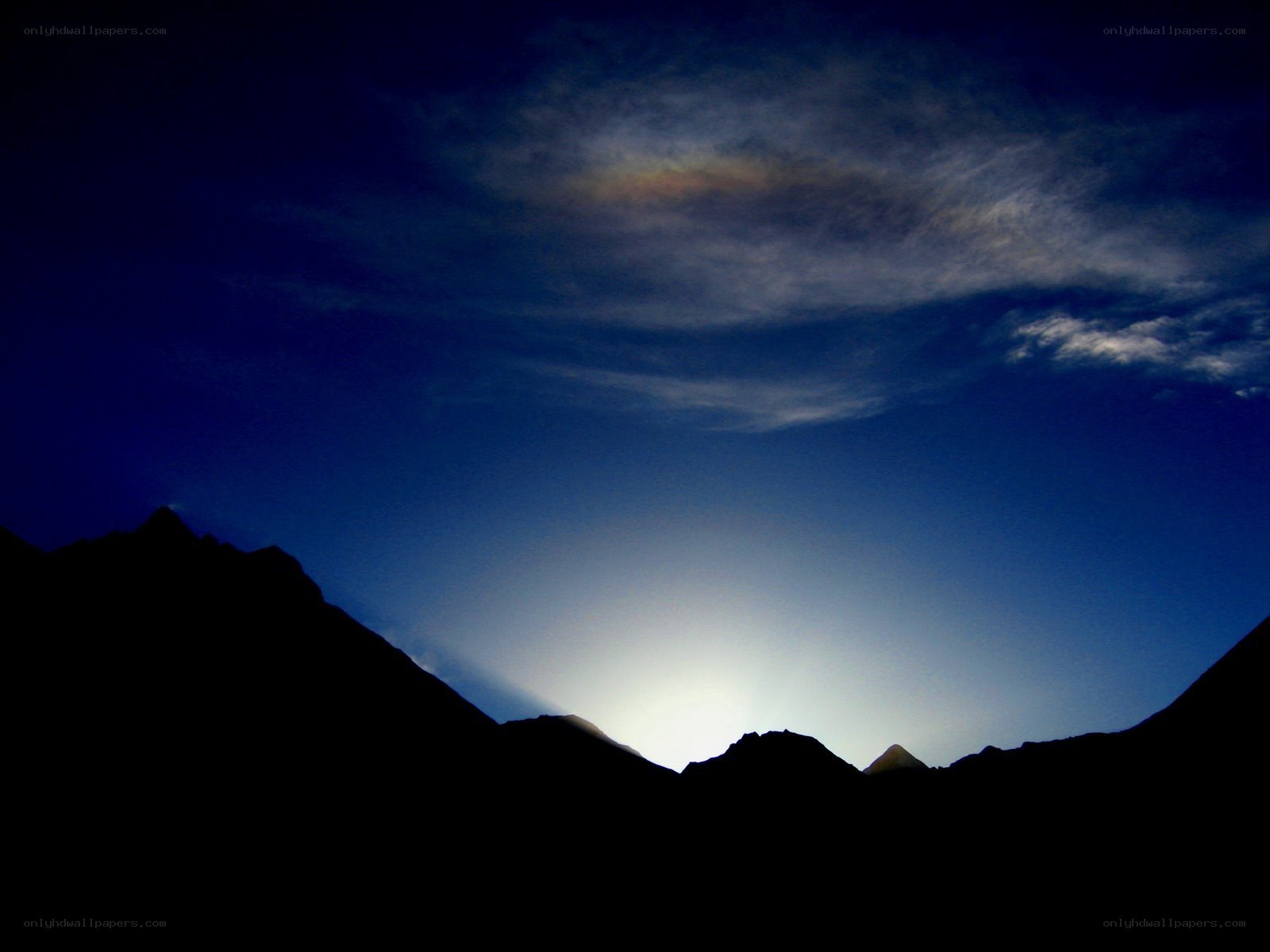 Mountain silhouette at dusk