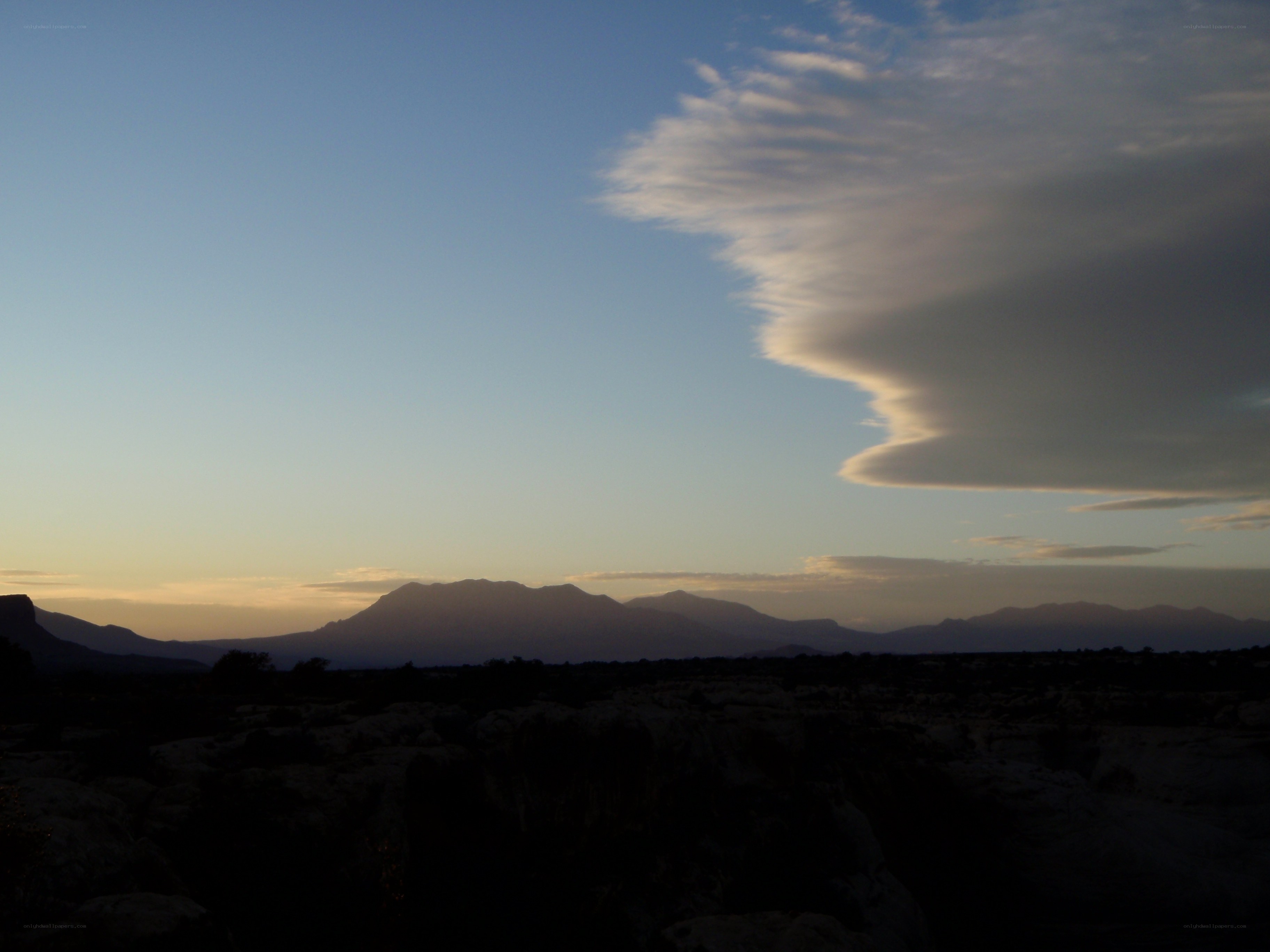 mountain silhouette at dusk