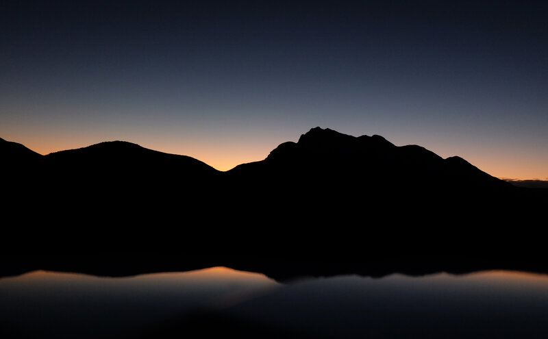 Mountain Silhouette at Dusk — Black