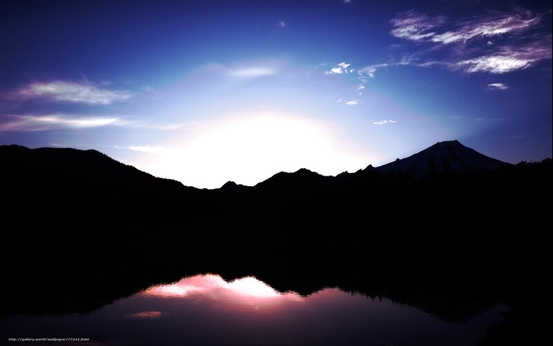 Mountain Silhouette at Dusk — Blue, Serene, Sunset