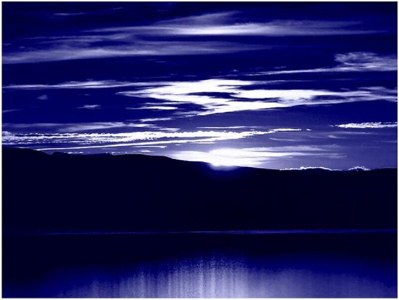 Mountain Silhouette at Dusk — Blue