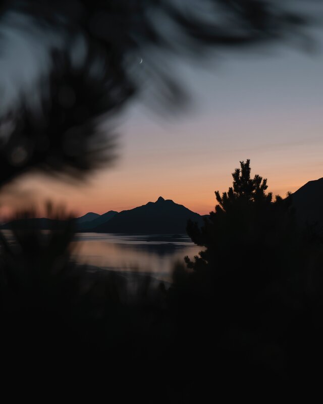 Mountain Silhouette at Dusk — Orange