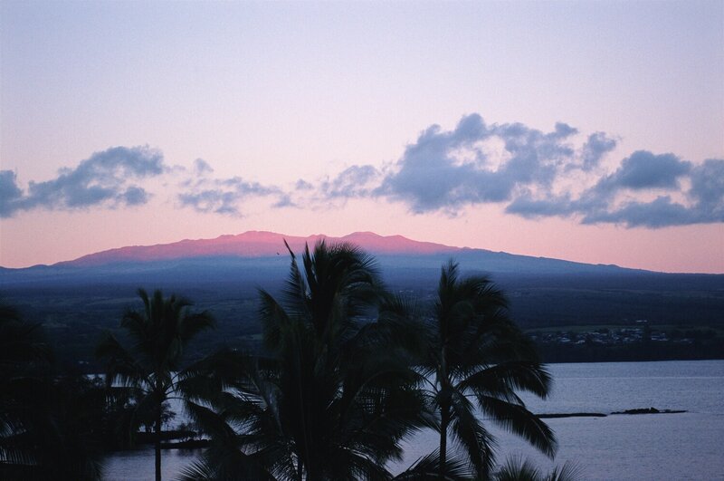 Mountain Silhouette at Dusk — Pink