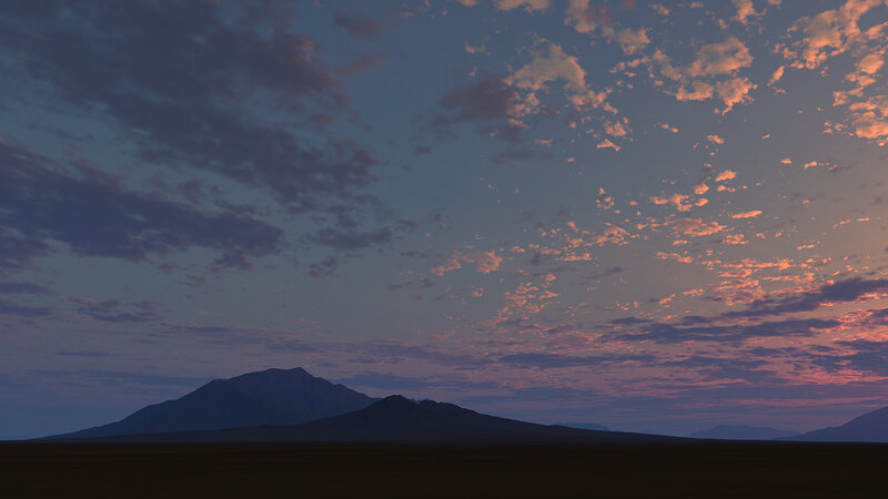 Mountain Silhouette at Dusk — Purple, Serene