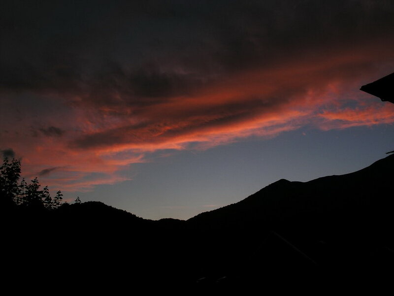 Mountain Silhouette at Dusk — Red
