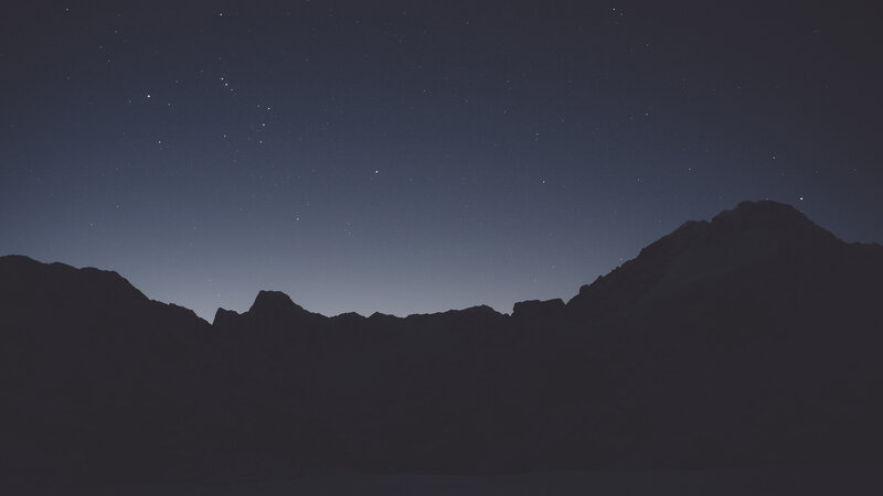 Mountain Silhouette at Night — Black, Serene, Photograph