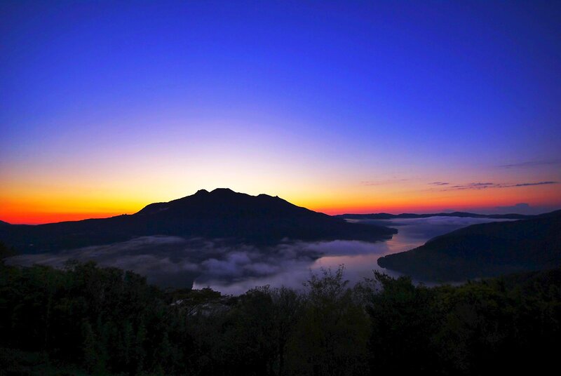 Mountain Silhouette at Sunrise — Blue