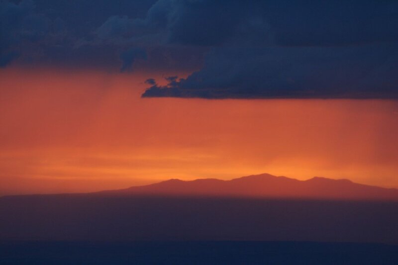 Mountain silhouette at sunset