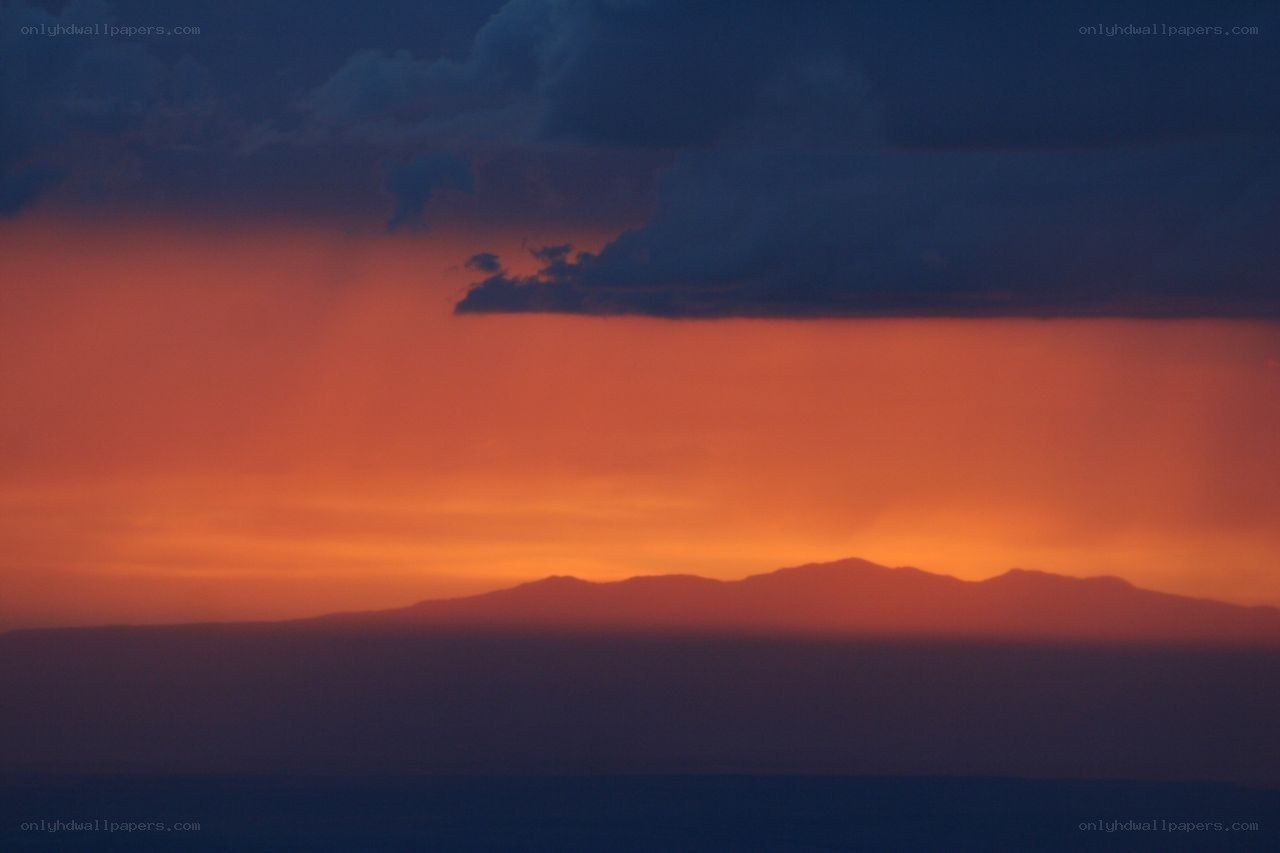 Mountain silhouette at sunset