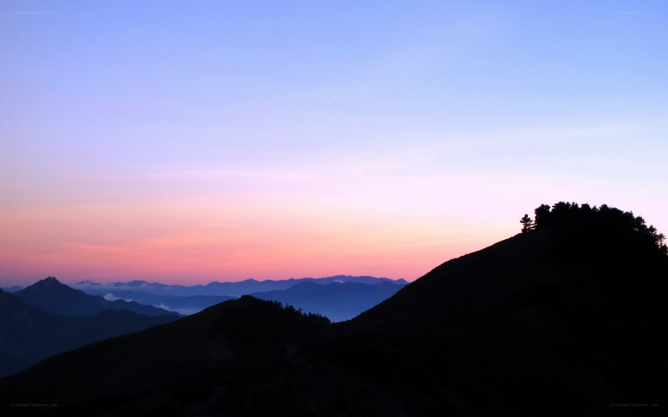 Mountain silhouette at sunset
