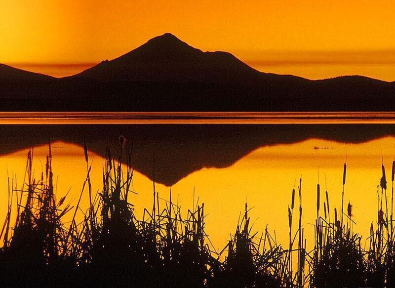 Mountain silhouette at sunset