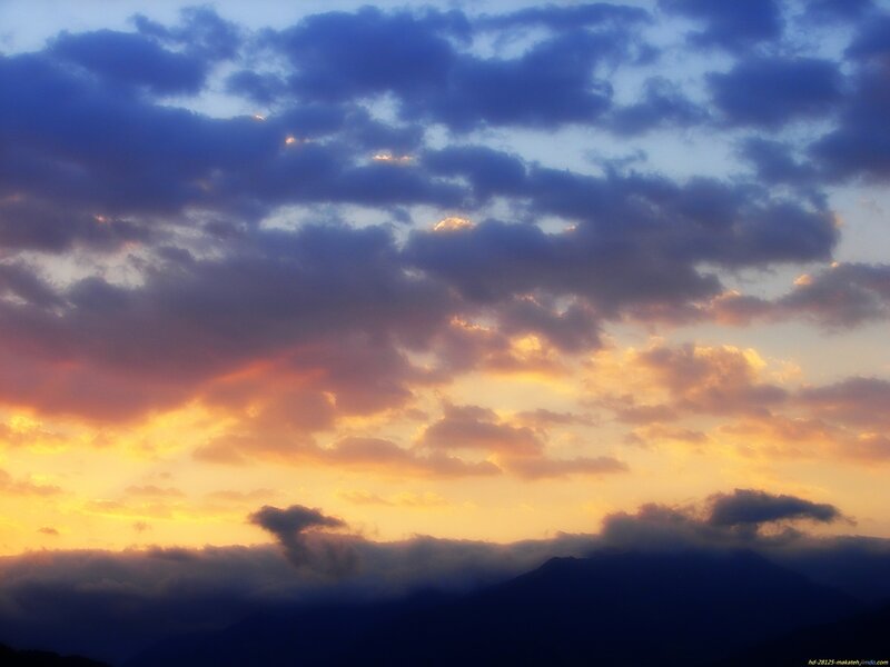 Mountain Silhouette at Sunset — Blue, Dramatic, Photograph, Clouds, Sky
