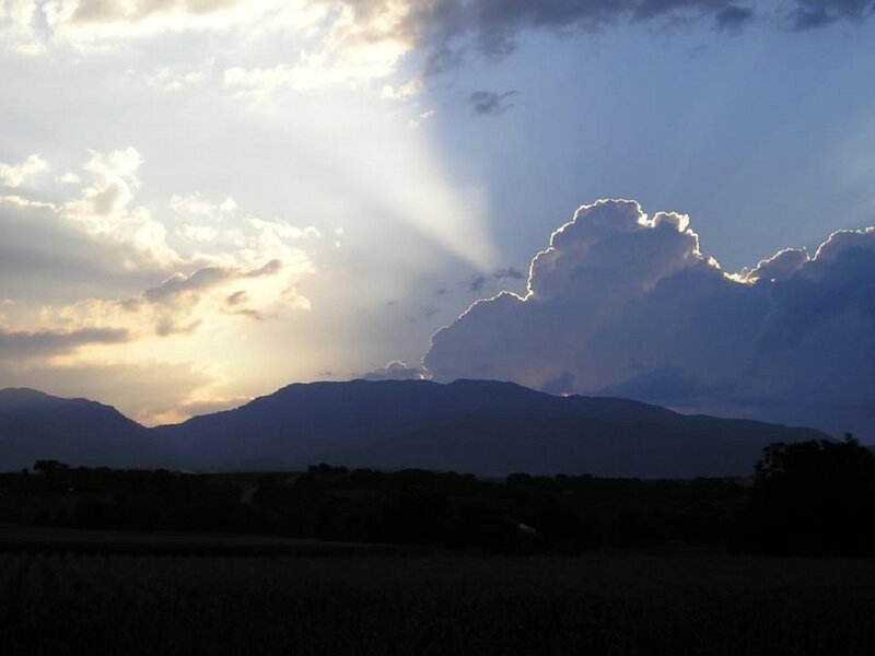 Mountain Silhouette at Sunset — Blue, Dramatic