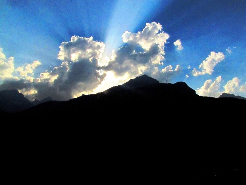 Mountain Silhouette at Sunset — Blue
