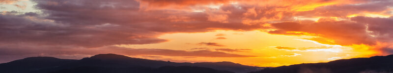 Mountain Silhouette at Sunset — Orange, Dramatic, Photograph, Clouds, Sky, Hills