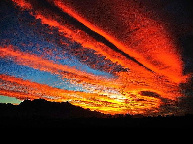 Mountain Silhouette at Sunset — Orange, Dramatic
