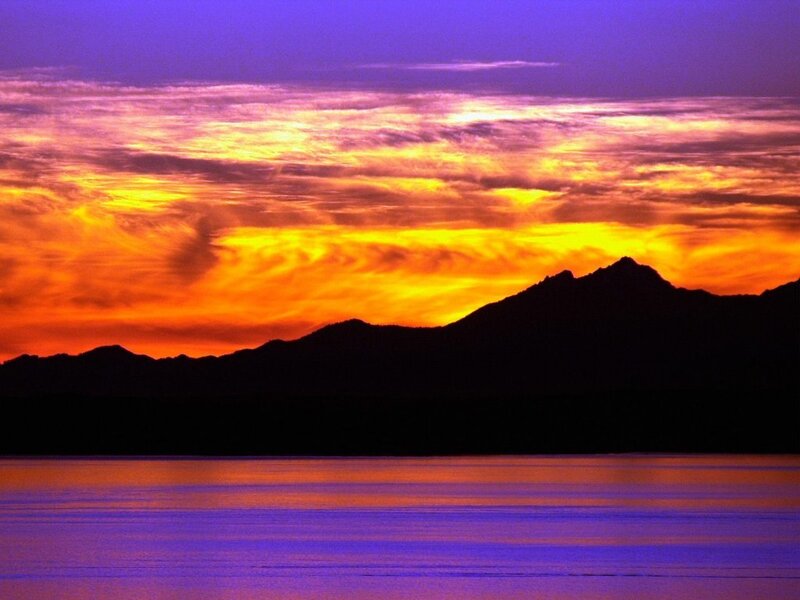 Mountain Silhouette at Sunset — Photograph