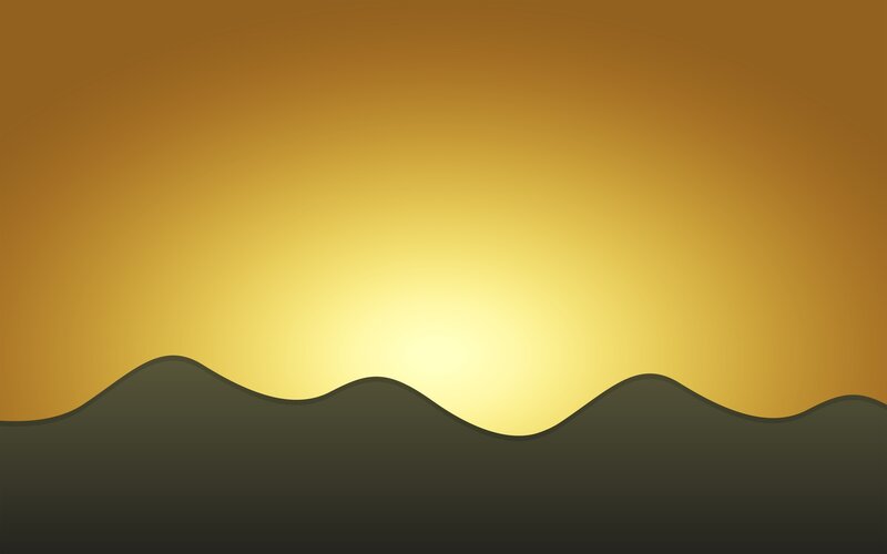 Mountain Silhouette at Sunset — Yellow, Serene, Vector Art