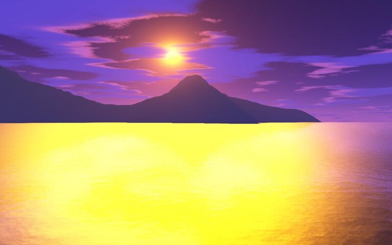 Mountain Silhouette at Sunset — Yellow