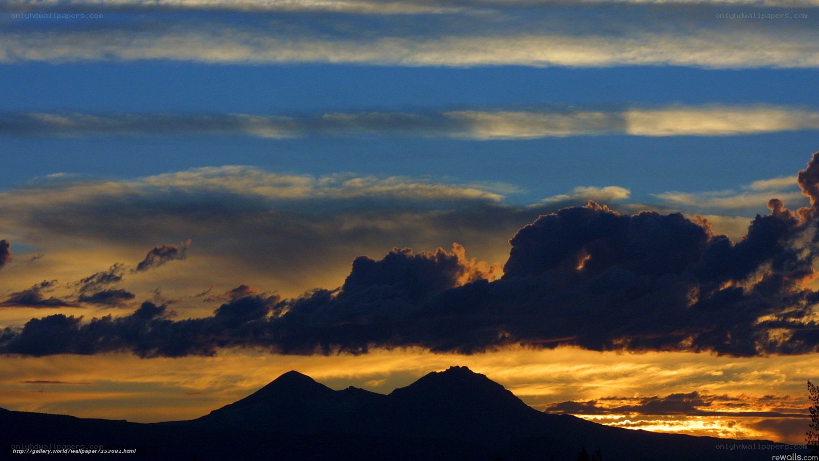 Mountain silhouette at sunset