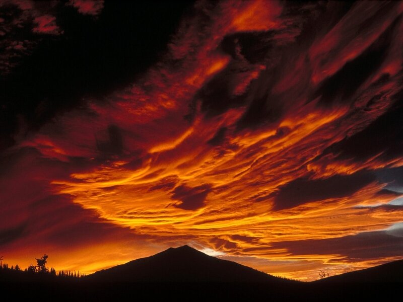 Mountain Silhouette — Red, Dramatic