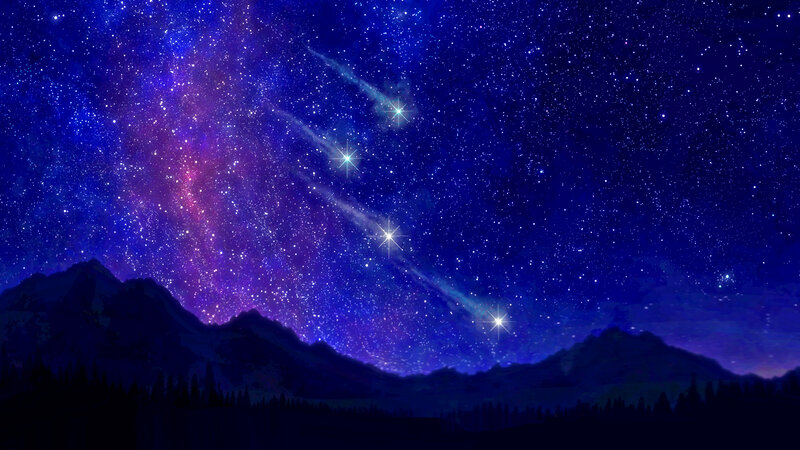 Mountain Silhouette under Stars