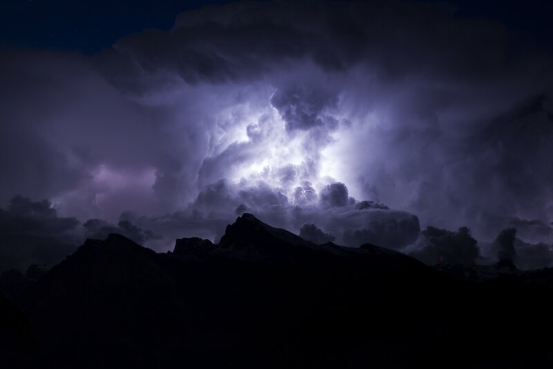 Mountain Silhouette under Storm