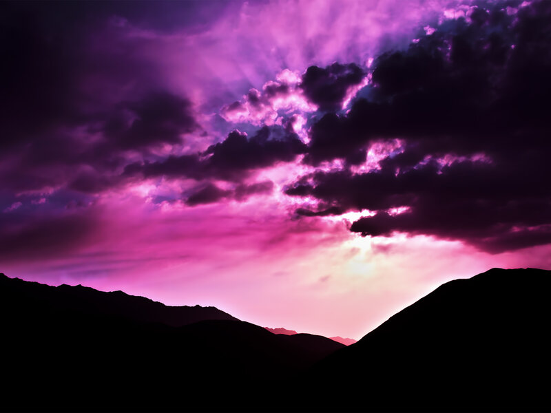Mountain Silhouettes at Dusk — Purple