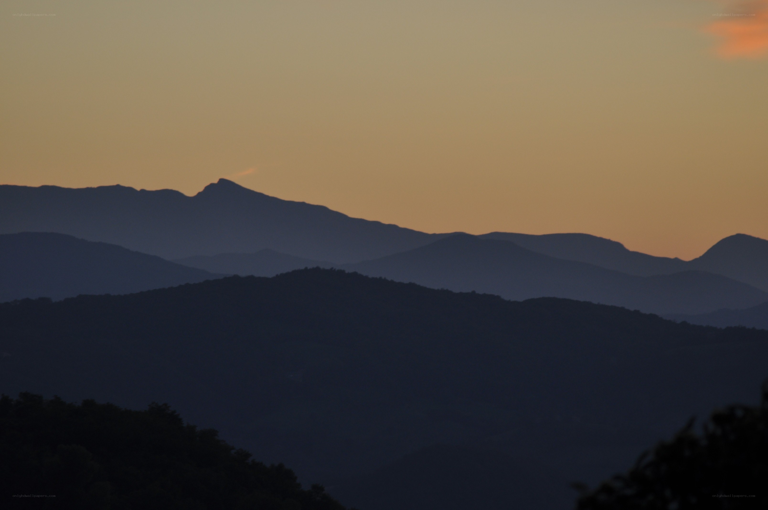 mountain silhouettes at sunset