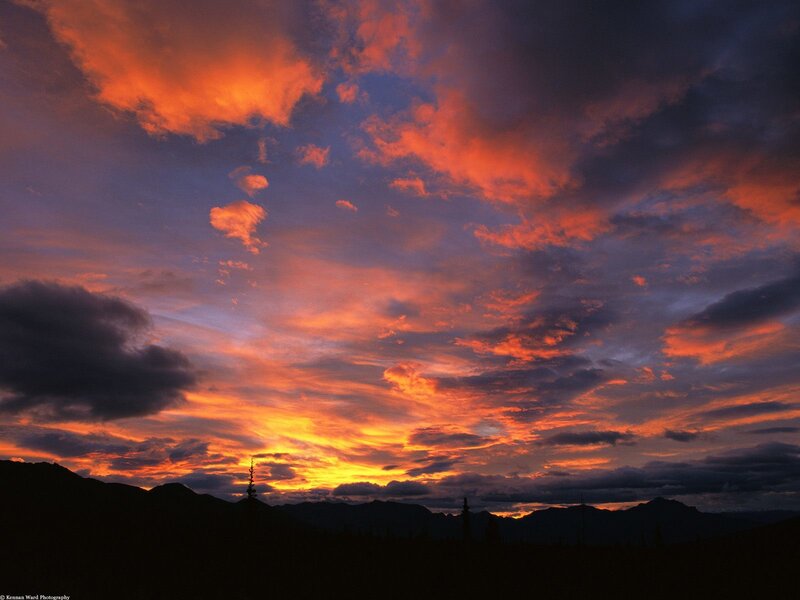 Mountain Silhouettes at Sunset — Orange, Dramatic