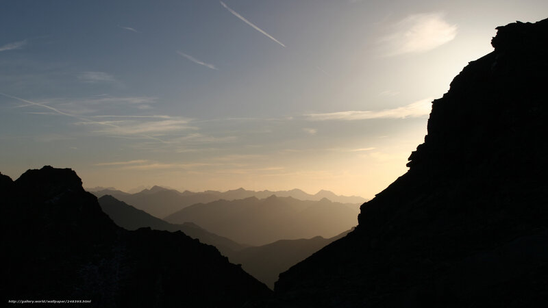 Mountain silhouettes at sunset