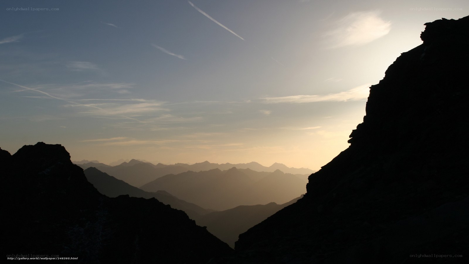 Mountain silhouettes at sunset