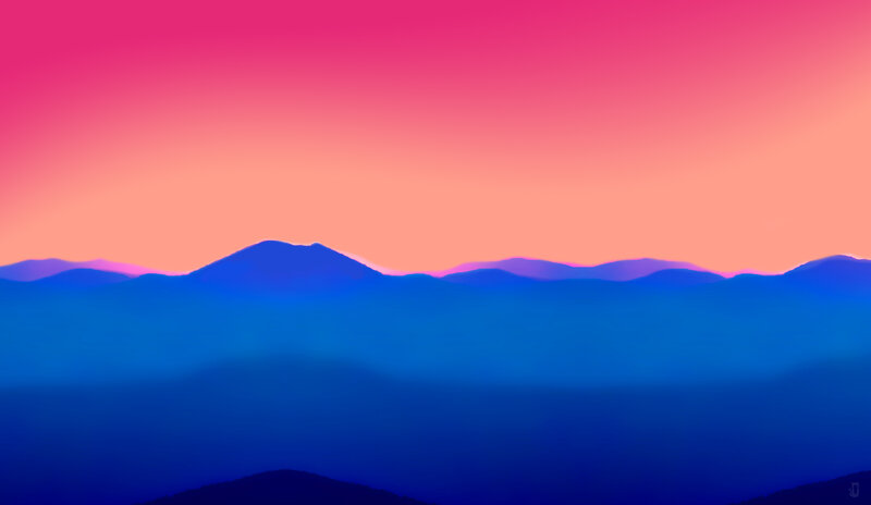 Mountain Silhouettes — Pink
