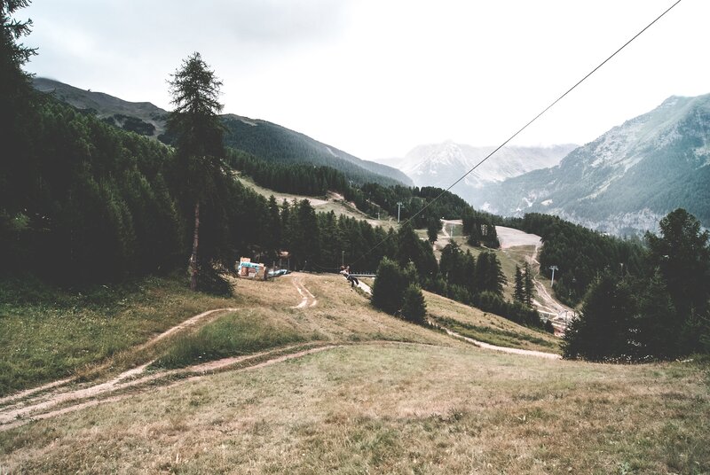 Mountain ski resort landscape
