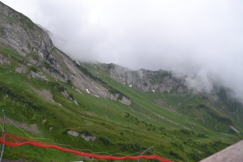 Mountain slope with fog
