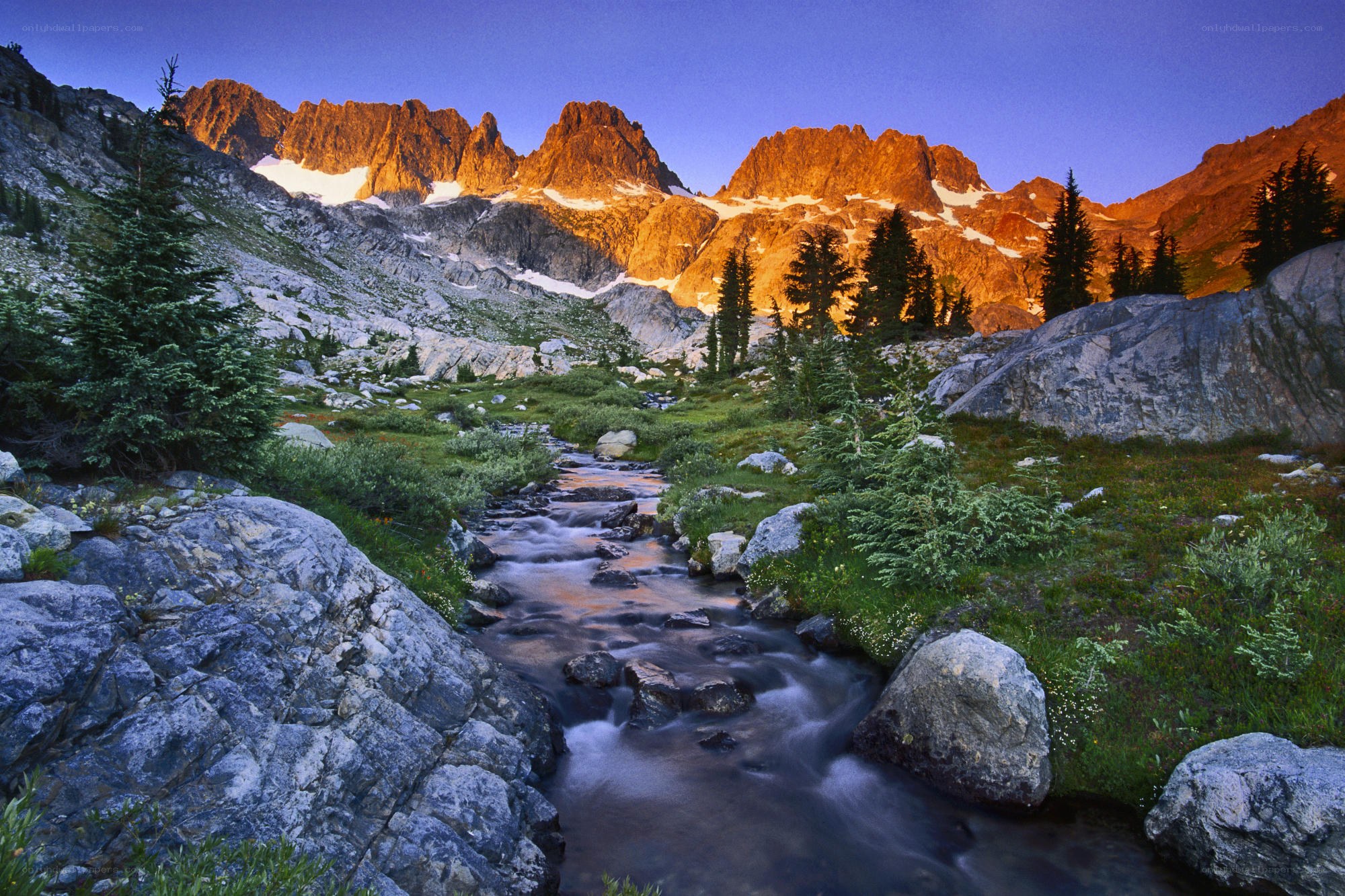 Mountain stream at dawn