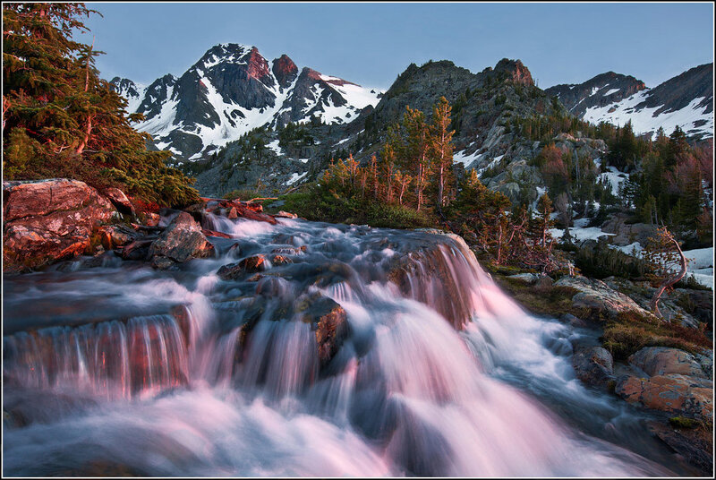 Mountain stream at dawn