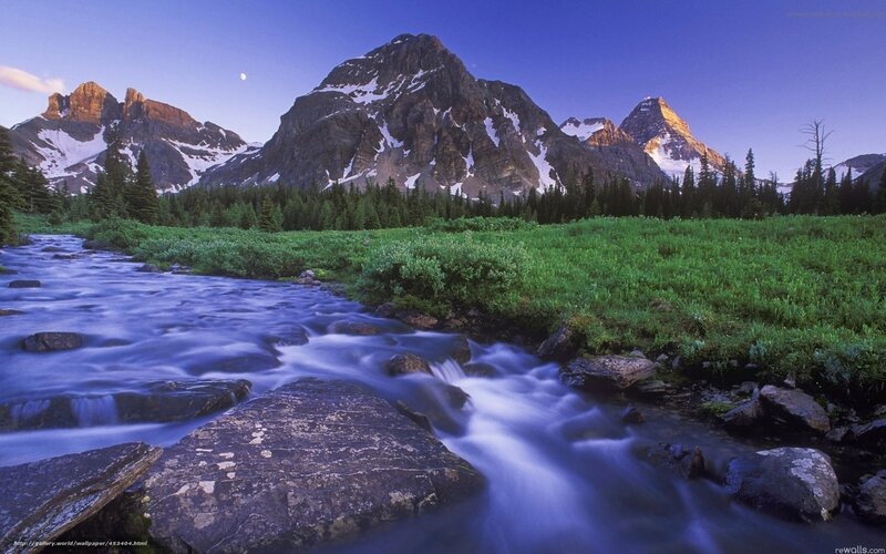 Mountain Stream at Dawn — Blue