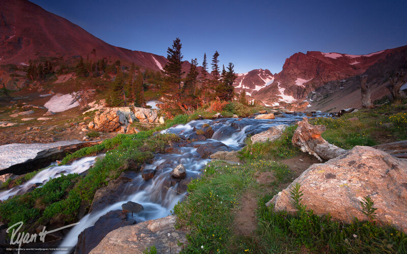 Mountain stream at dawn