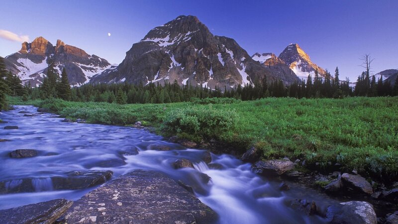Mountain stream at dusk