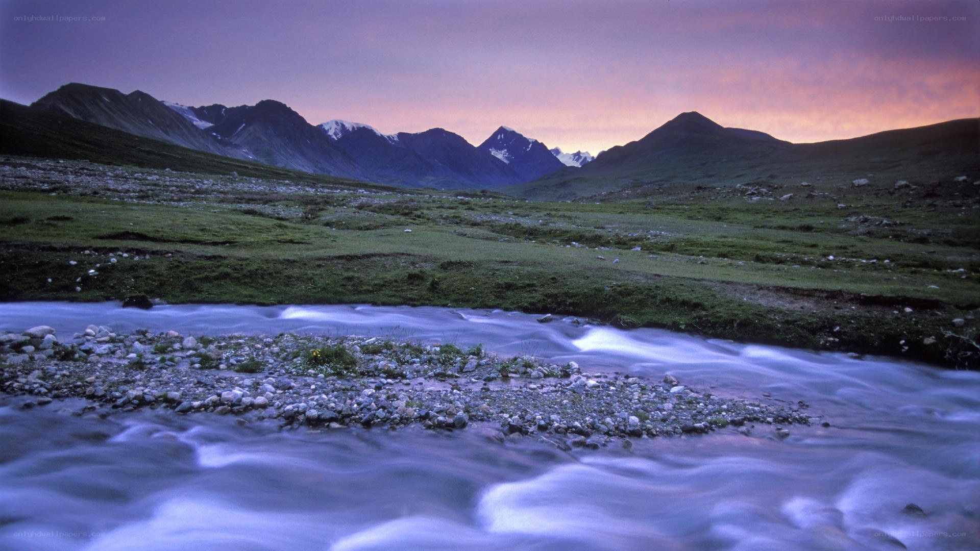Mountain stream at dusk