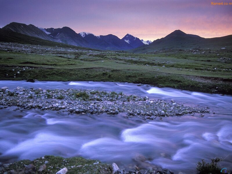 Mountain stream at dusk