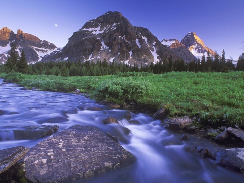 Mountain Stream at Dusk — Blue