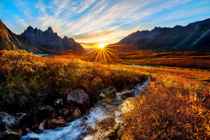 Mountain Stream at Sunrise — Gold